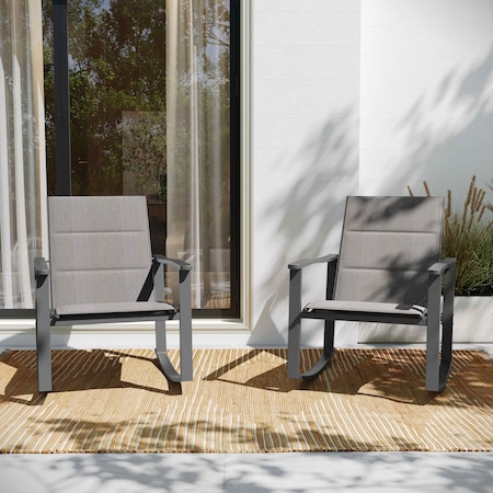 Gray Flex Comfort Material Rocking Chairs, 2PK